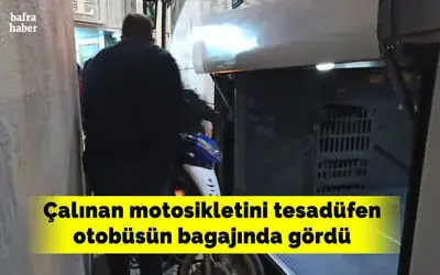 Çalınan motosikletini tesadüfen otobüsün bagajında gördü
