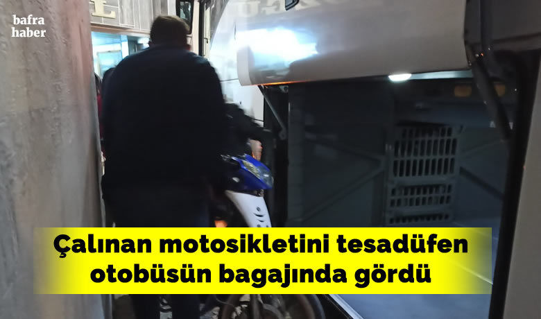 Çalıntı motosiklet, yolcuotobüsünün bagajında ele geçti
