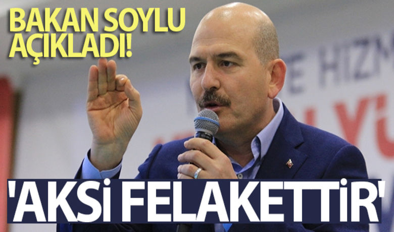 Bakan Soylu: 'Aksi felakettir' - İstanbul’da yaşanabilecek bir depremin ardından yolların açık tutulmasının hayati derecede önemli olduğuna vurgu yapan İçişleri Bakanı Süleyman Soylu, “İnşallah boş kalacak olduğunu değerlendirdiğimiz yollarda itfaiyelerin, ambulansların, arama kurtarma ekiplerinin araçlarının ilgili yerlere, enkaz alanlarına ulaşmalarını temin edebilmek. Aksi? Aksi felakettir. Bunu net söyleyeyim, hiç lafı eğip bükmeye gerek yok" dedi.	"AKSİ? AKSİ FELAKETTİR"	“TOPLANMA ALANI AYRI, BARINMA ALANI AYRI"	Bakan Soylu konuşmasına şöyle devam etti:BUGÜN NELER OLDU?