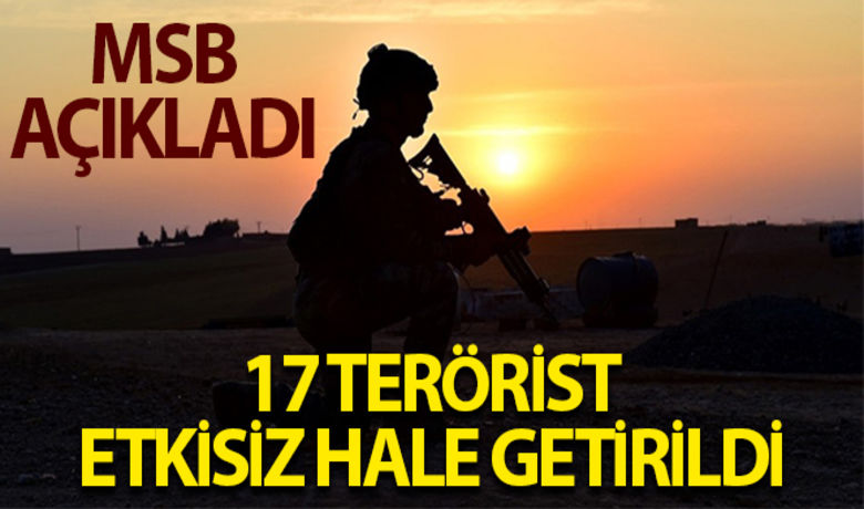 MSB: '17 PKK/YPG'literörist etkisiz hale getirildi' - MSB: "Barış Pınarı bölgesine yönelik bir sızma girişimi daha başarılı şekilde önlendi. Huzur ve güven ortamını bozmak için saldırı girişiminde bulunan 17 PKK/YPG’li terörist Kahraman Komandolarımız tarafından etkisiz hale getirildi."BUGÜN NELER OLDU?