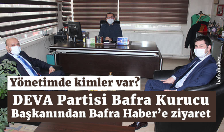 Deva Partisi Bafra KurucuBaşkanından Bafra Haber’e Ziyaret - Demokrasi ve Atılım Partisi (DEVA) Bafra Kurucu Başkanlığı ile görevlendirilen Muharrem Uyar Bafra Haber’i ziyaret ederek Samsun İl Kongresine davet etti. 