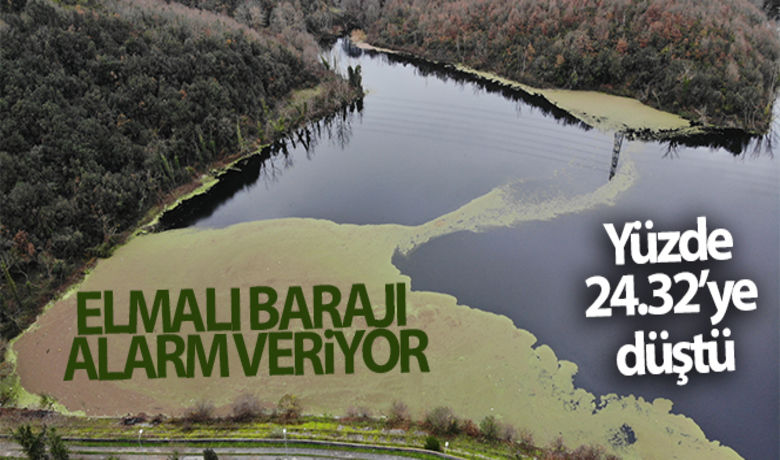 İstanbul'da Elmalı barajı alarmveriyor, Yüzde 24.32'ye düştü - İstanbul'un barajlarında su seviyeleri her geçen gün azalırken, bu durumdan Elmalı barajı da nasibini aldı. Elmalı barajının su seviyesinde gözle görülür bir şekilde düşüş yaşanırken, baraj suyunu yeşil bir tabakanın kaplaması dikkat çekti. Yeşil renge bürünen Elmalı barajı havadan görüntülendi.BUGÜN NELER OLDU?