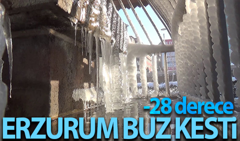 Erzurum buz kesti: Eksi 28 - Erzurum’da etkili olan kar yağışı sonrası hava sıcaklığı eksi 28 dereceye kadar düştü.