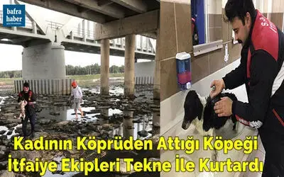 Kadının Köprüye Attığı Köpeği İtfaiye Ekipleri Tekne İle Kurtardı