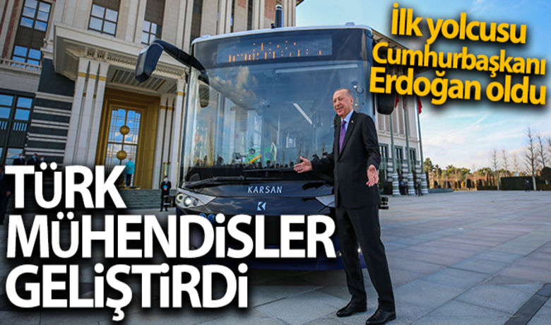 Cumhurbaşkanı Erdoğan, sürücüsüz elektrikliotobüsün ilk yolcusu oldu - Cumhurbaşkanı Recep Tayyip Erdoğan Erdoğan, Türk mühendisler tarafından geliştirilen dünyanın ilk seri üretim sürücüsüz elektrikli otobüsü Karsan Otonom Atak Electric`in ilk yolcusu oldu.