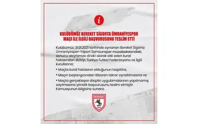 Samsunspor’dan TFF’ye başvuru: Kural hatası tespiti ve maçın tekrarı istendi
