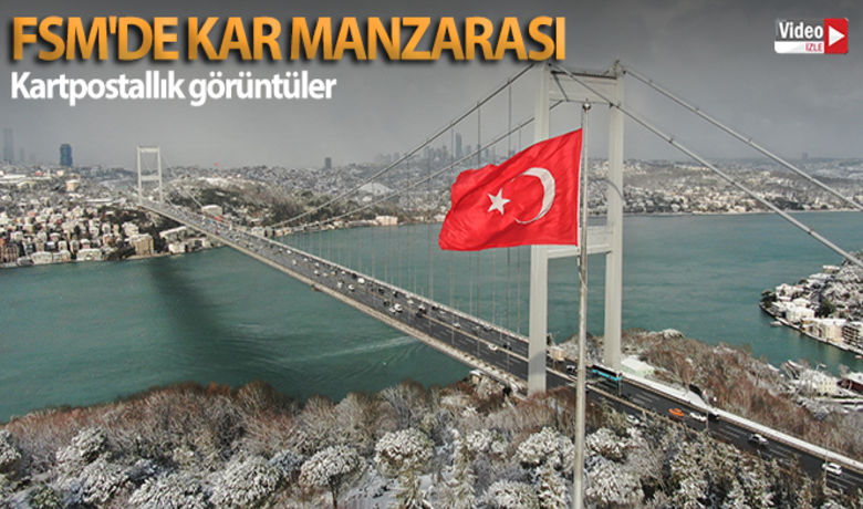 Fatih Sultan Mehmet Köprüsü'nde kar manzarası - İstanbul`da etkili olan kar yağışı kartpostallık görüntüler oluşturdu. İstanbul Boğazı ve Fatih Sultan Mehmet Köprüsü`nün kar altında drone ile havadan görüntülendi.