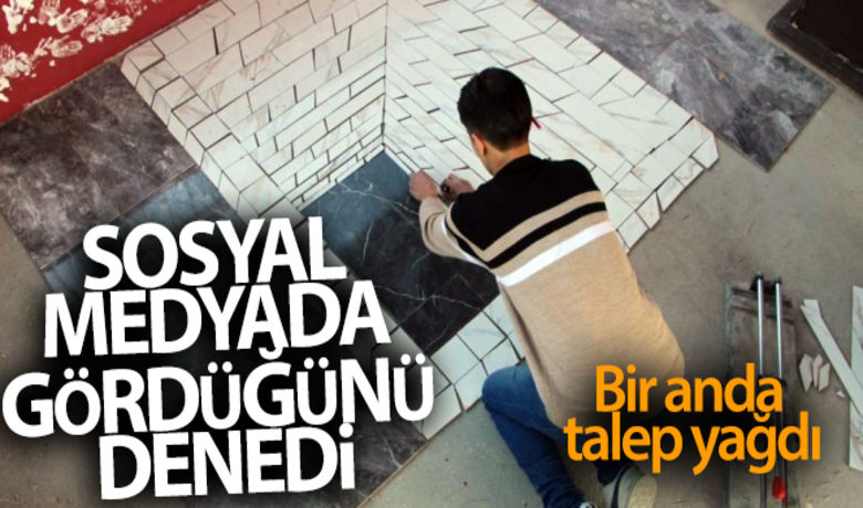 Sosyal medyada gördüğünü denedi,bir anda talep yağdı - Denizli’de 10 yıldır seramik işi ile uğraşan usta, sosyal medyada Çinlilerin yaptığı 3 boyutlu fayans döşemelerini gördü. Araştırmalarının sonucunda Türkiye’de kimsenin yapmadığı fark eden usta, 1 haftalık uğraşın sonunda elde ettiği sonucu sosyal medyada paylaşınca ardı ardına talep gelmeye başladı.