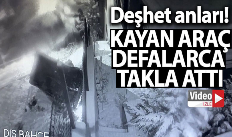 İstanbul'da dehşet anları: Kayan araçaşağıya uçup böyle takla attı - Kağıthane'de karla kaplı yokuşta kayan otomobil aşağıya uçtuktan sonra takla atarak ters döndü. Dehşet anları güvenlik kameralarına yansırken, araçtan yara almadan çıkan 3 kişi koşarak kaçtı.