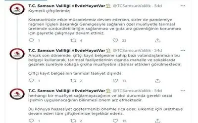 Samsun Valiliği: "Çiftçi kayıt belgesine sahip vatandaşlar sokağa çıkma muafiyetini istismar ediyor"
