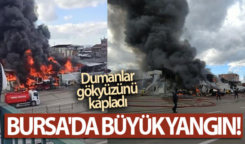 Bursa'da büyük yangın...Dumanlar gökyüzünü kapladı - Bursa'da bir hurdalıkta çıkan yangın, itfaiye ekiplerini harekete geçirdi. İtfaiye ekipleri büyük yangına müdahale ediyor.