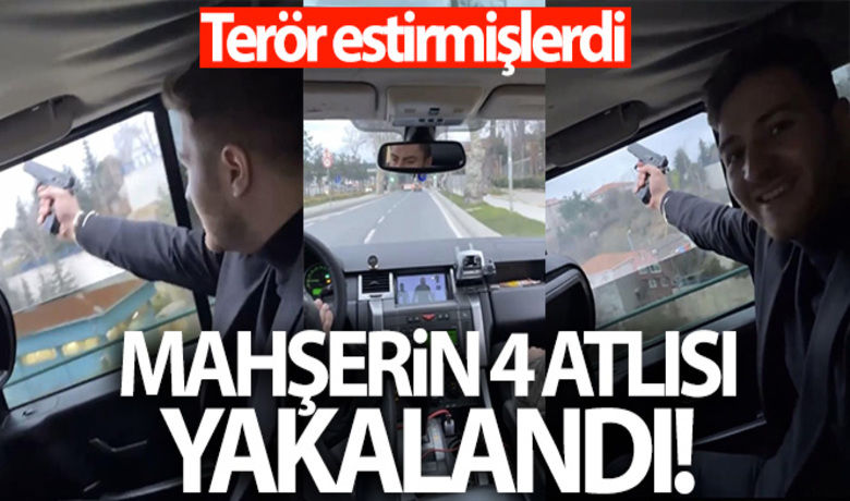 İstanbul'da terör estiren 'Mahşerin4 Atlısı' lakaplı çete yakalandı - İstanbul'un çeşitli noktalarında trafikte lüks ciple seyrettikleri esnada güpegündüz tabancalarla havaya ateş açarak terör estiren ve o anları sosyal medyada paylaşan “Mahşerin 4 Atlısı” lakaplı çete, yapılan fiziki ve teknik takip sonucu Sarıyer Asayiş Büro Amirliği ekipleri tarafından lüks bir cipte kıskıvrak yakalandı. Gözaltına alınan ve emniyette toplamda 33 suç kaydı bulunan 4 şüphelinin üzerinde 2 adet de ruhsatsız tabanca ele geçirildi.