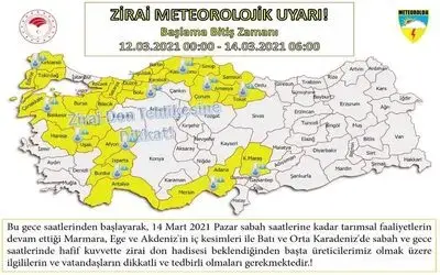 Orta Karadeniz’de zirai don uyarısı

