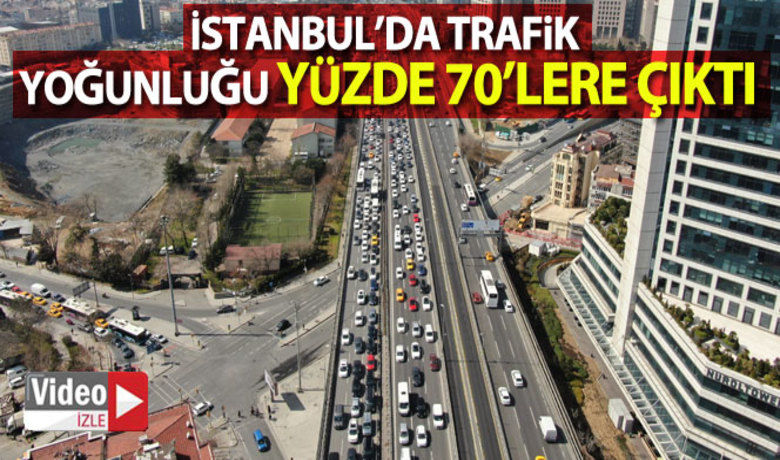 İstanbul'da trafik yoğunluğu yüzde 70'lere çıktı - İstanbul’da kısıtlamasız geçen 2’inci Cumartesi gününde trafik öğlen saatlerinde durma noktasına geldi. Öğlen saatlerine yüzde 70’lere kadar çıkan trafik yoğunluğu drone ile havadan görüntülendi.