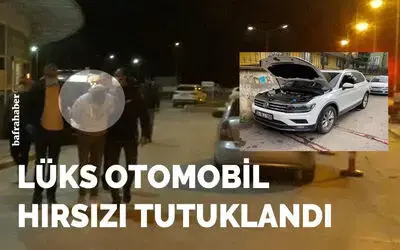 Bafra’da lüks otomobili çalan şahıs yakalanarak tutuklandı