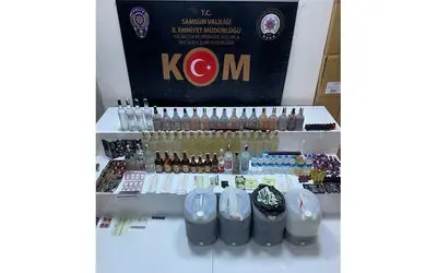 Samsun’da sahte içki malzemeleri ele geçirildi
