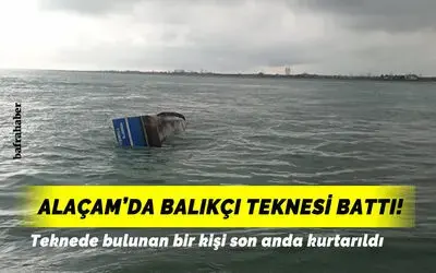 Alaçam’da balıkçı teknesi battı