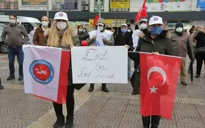 OMÜ sağlık işçilerinden toplu sözleşme eylemi
