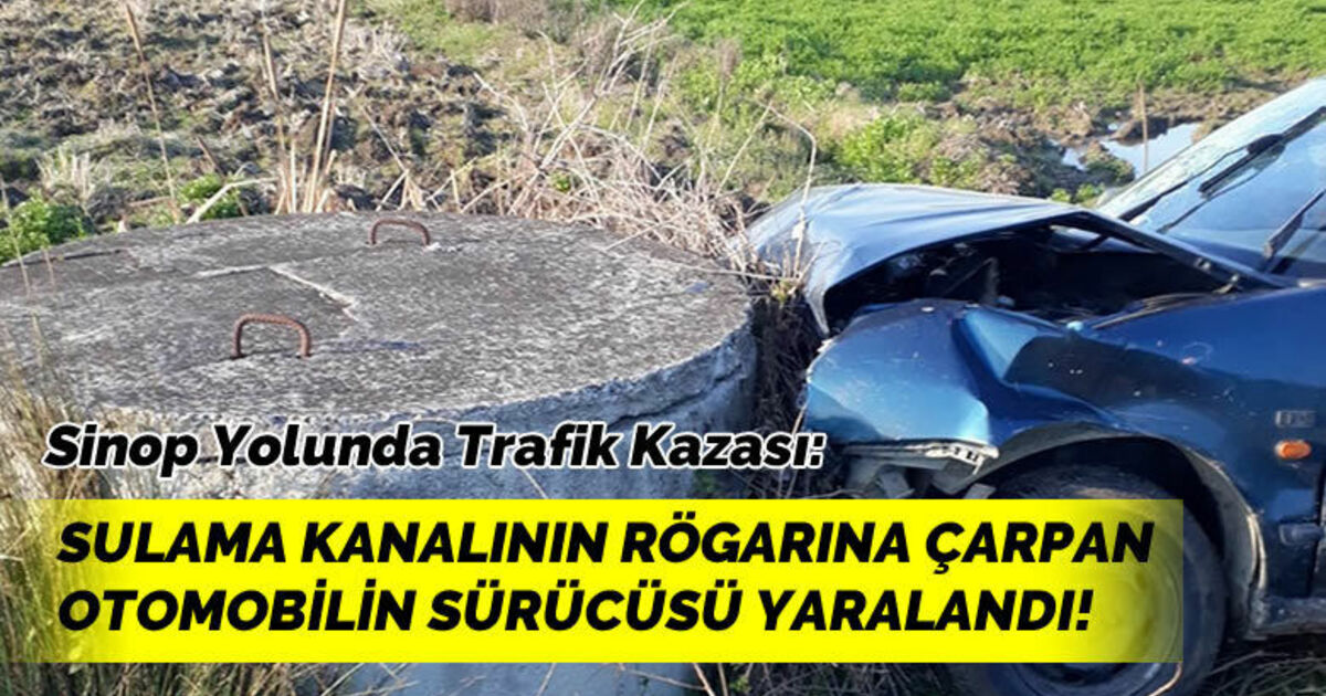 Bafra'da otomobil sulama kanalının rögarına çarptı: 1 yaralı