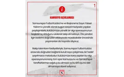 Samsunspor’dan ’algı operasyonu’ tepkisi
