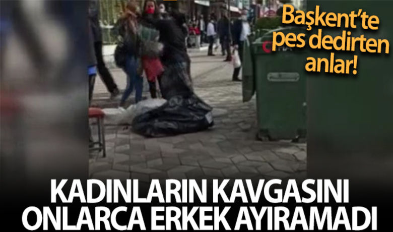 Başkent'te kadınların kavgasınıonlarca erkek ayıramadı - Ankara'nın Sincan ilçesinde kadınlar arasında yaşanan kavgayı çevredeki vatandaşlar ayırmakta zorlandı.