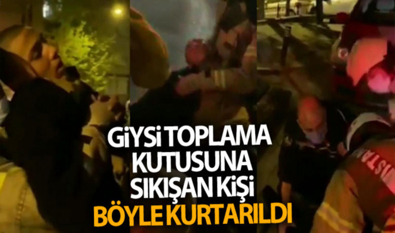 Üsküdar'da giysi toplama kutusu içinegirip sıkışan kişiyi itfaiye ekipleri kurtardı - Üsküdar’da giysi toplama kutusu içine giren bir kişi sıkışarak kapalı kaldı. İtfaiye ekiplerinin çalışması sonucu sıkışan kişi kurtarılarak hastaneye kaldırıldı.