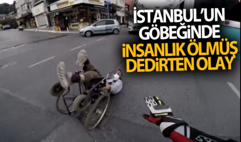 İstanbul'un göbeğinde insanlıkölmüş dedirten olay kamerada - Kuruçeşme’de tekerlekli sandalye ile yolun karşısına geçmeye çalışan engelli adam, caddenin ortasında devrildi.