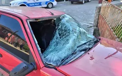 Otomobilin çarptığı yaya havalanarak bahçeye uçtu: 2 yaralı
