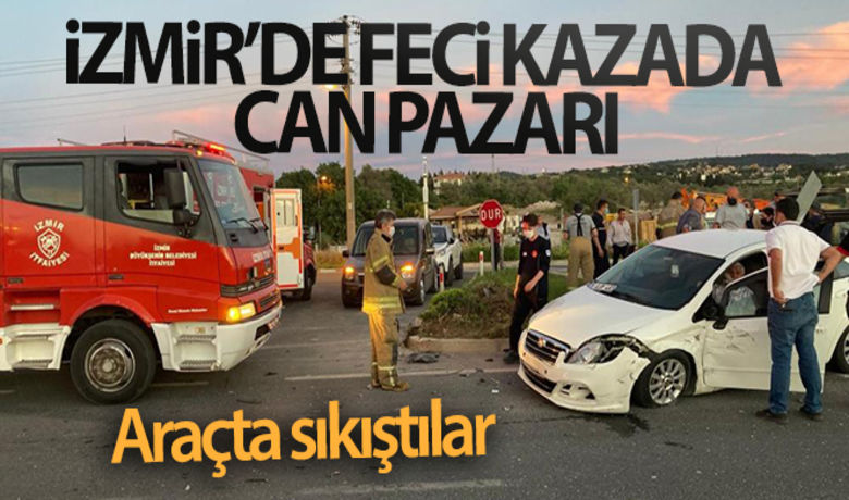 İzmir'de feci kazada can pazarı:Araçlarda sıkışan 3 kişi hastaneye kaldırıldı - İzmir’in Urla ilçesinde iki aracın karıştığı trafik kazasında otomobillerin içerisinde sıkışan 3 yaralı 110 AKS ekiplerince sıkıştıkları yerden çıkarılarak sağlık ekiplerine teslim edildi. Yaralıların kaldırıldıkları hastanede tedavilerin devam ettiği öğrenildi.