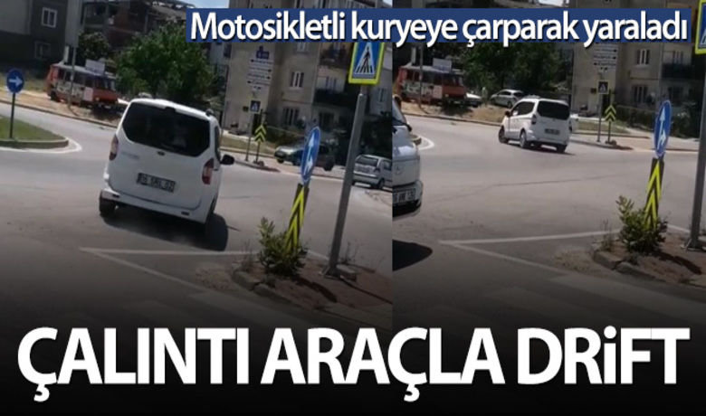 Bursa'da çalıntı araçla driftyaptı! O anlar kamerada... - Bursa'da hırsızlar çaldıkları araçla drift yaptı. O anlar kameraya yansırken, zanlıların bir süre sonra motosikletli bir kuryeye çarparak yaraladığı ve kaçtığı ortaya çıktı.