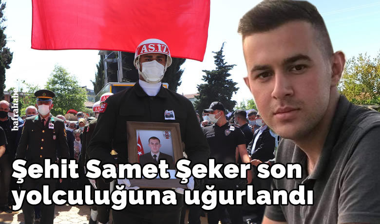 Şehit Samet Şeker son yolculuğuna uğurlandı - Kuzey Irak’ta devam eden Pençe Yıldırım Harekatı’nda şehit olan Piyade Uzman Çavuş Samet Şeker (25), memleketi Samsun’un Bafra ilçesinde dualarla son yolculuğuna uğurlandı. Şehidin yakınları tabuta sarılarak gözyaşı döktü.