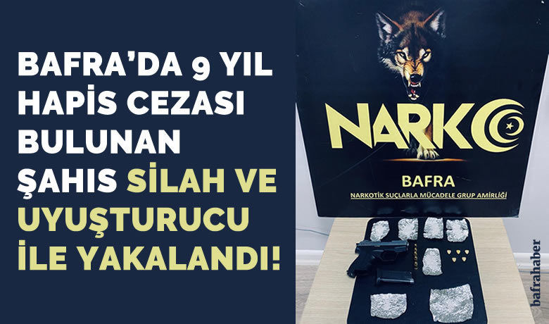 9 yıl hapis cezası bulunan şahıs yakalandı - Samsun’un Bafra ilçesinde 4 ayrı suçtan 9 yıl 4 ay hapis cezası bulunan şahıs polis ekiplerince yakalandı. Yakalan şahsın aracında uyuşturucu ve silah ele geçirildi.