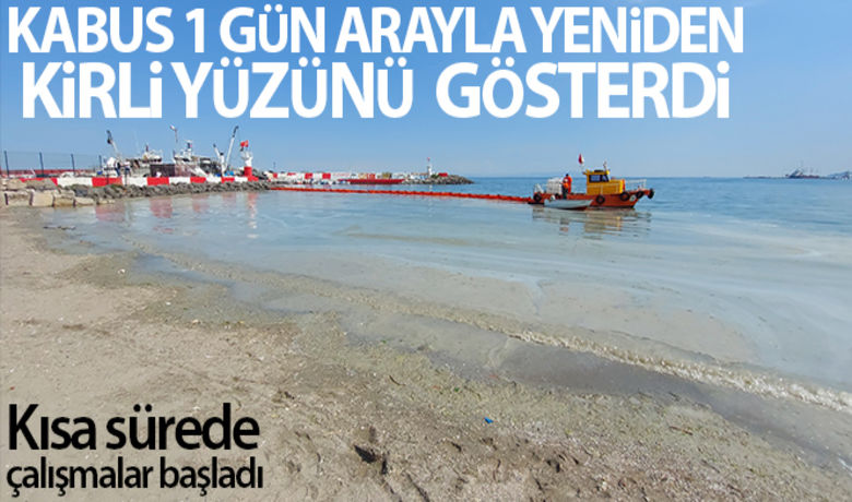 Kabus 1 gün arayla yeniden kirli yüzünü gösterdi - Tekirdağ kıyılarından temizlenen kirli kabus salya, denizin yüzeyinde yeniden kendini gösterdi. Ekiplerce kısa sürede bölgede temizleme çalışmaları başlatıldı.