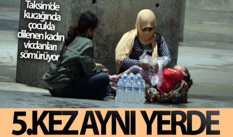 Kucağında çocukla dilenen kadın,5 defa aynı yerde yakalandı - İstanbul Taksim Meydanı'nda kucağında çocukla dilenen bir kadın 5'inci kez zabıtalar tarafından aynı yerde yakalandı.