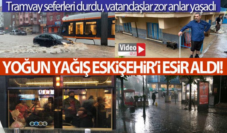 Yoğun yağış Eskişehir'detramvay seferlerini durdurdu - Eskişehir’de sağanak yağış sebebiyle bazı hatlarda yaşanan arızalar tramvay seferlerinin durmasına sebep olurken vatandaşlar mağdur oldu.