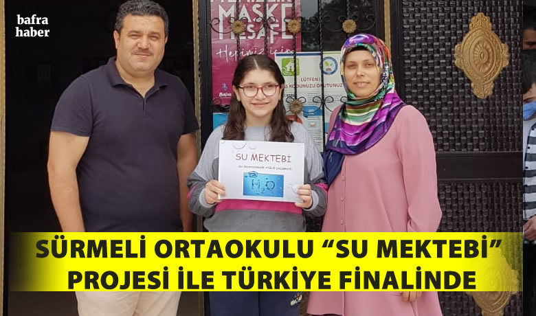 Sürmeli Ortaokulu “su Mektebi”Projesi İle Türkiye Finalinde - Bu yıl 15. si düzenlenen TÜBİTAK Ortaokul Öğrencileri Araştırma Projeleri Yarışmasında Sürmeli Ortaokulu değerler eğitimi alanında Samsun Bölgesinde 23 proje arasından finalist seçildi. 