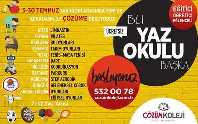 Bafra Çözüm Kolejinde Yaz Okulu Başlıyor