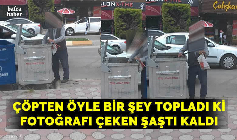 Çöpten Öyle Bir Şey TopladıKi, Fotoğrafı Çeken Şatı Kaldı! - Bafra’da bir şahsın çöp konteynerından maske toplaması şaşkınlık yarattı.