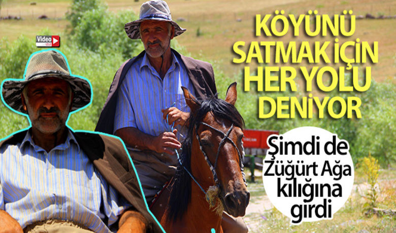 Köyünü satmak için her yolu deniyor,şimdi de Züğürt Ağa kılığına girdi - Erzurum’da yaşayan Cengiz Şişman, 6 bin dönüm araziye kurulu köy mezrasında yaşayacak kimse bulamayınca tam 10 milyon liraya köyü satışa çıkardı. 8 milyona kadar teklif alan Şişman, köyünü satmak için şimdi de Züğürt Ağa kılığına girip filmdeki atın benzerini satın aldı. Ayrıca Şişman'ın köyüne yurt dışından da talepler gelmeye başladı.	Züğürt Ağa gibi giyinmeye başladı	Yurt dışından talepler var	“Her yolu deniyorum”