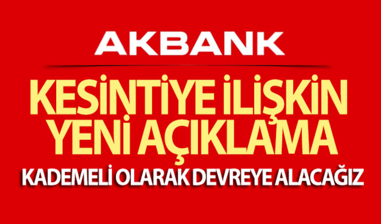 Akbank'tan kesintiye ilişkin yeni açıklama - Akbank müşterileri dünden bu yana, pos cihazları, mobil ve internet bankacılığına ulaşılamıyordu. Banka, sistemlerini önümüzdeki saatlerde kademeli olarak devreye almayı hedeflediğini duyurdu.