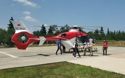Yardımına ambulans helikopter yetişti
