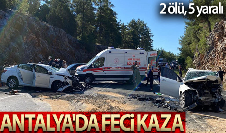 Antalya'da feci kaza: 2 ölü, 5 yaralı - Antalya'da iki otomobilin çarpışması sonucu meydana gelen kazada 2 kişi hayatını kaybetti, 5 kişi de yaralandı.