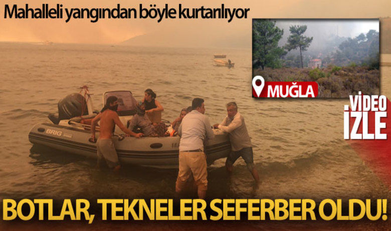 Botlar, tekneler seferberoldu, mahalleli yangından kurtarılıyor - Muğla’nın Bodrum ilçesi Mazı Mahallesi’nde yangının etkisini arttırması ile önce yaşlılar ve çocuklar olmak üzere mahalle sakinleri, lüks yatların botları, günübirlik gezi ve balıkçı tekneleri ile güvenli bölgelere tahliye edilmeye başlandı.