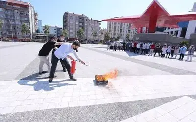 Canik Belediyesi’nde yangın tatbikatı yapıldı
