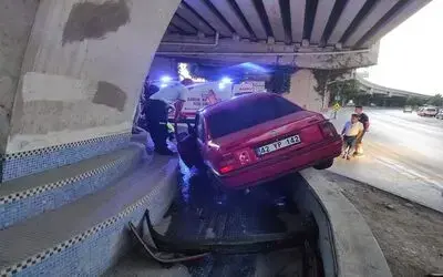 Otomobil süs havuzuna girdi: 2 yaralı
