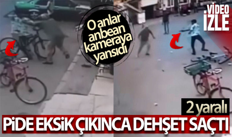 Pide eksik çıkınca dehşet saçtı - Adana’da bir kişinin, fırından aldığı pide eksik çıkınca iki kişiyi yaralaması anbean güvenlik kamerası tarafından görüntülendi.