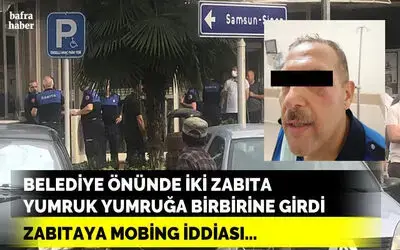 Belediye Önünde İki Zabıta Yumruk Yumruğa Birbirine Girdi