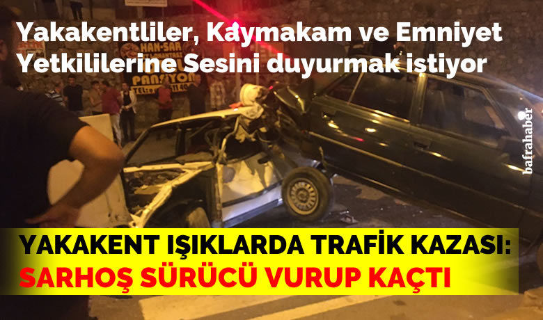 Yakakent Işıklarda trafik kazası:Sarhoş sürücü vurup kaçtı! - Samsun’un Yakakent ilçesinde 3 aracın karıştığı kazada araçlar hurdaya döndü. Araç sürücüleri kazayı yara almadan atlattı.