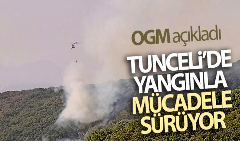 Tunceli'de 2 helikopter ve1 uçakla yangına müdahale sürüyor - Tunceli’deki özel güvenlik bölgesinde çıkan yangınlardan 3’ünü kontrol altına alan Orman Genel Müdürlüğü tek noktada devam eden orman yangınına 2 helikopter, 1 uçak, 1 arazöz, 3 ilk müdahale aracı, 2 dozer, 2 greyder ve 40 personelle müdahaleye devam ediyor. Dün ülke genelinde yaşanan 6 orman ve 6 kırsal alan yangınını kontrol altına alan OGM ekipleri, soğutma çalışmalarına devam ediyor.