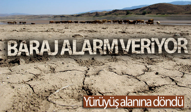 Suların çekildiği baraj alarmveriyor, yürüyüş alanına döndü - Sivas'ın Suşehri ilçesinde bulunan Kılıçkaya Barajı`nda suların çekilmesiyle yaşanan kuraklık gözler önüne serildi.
